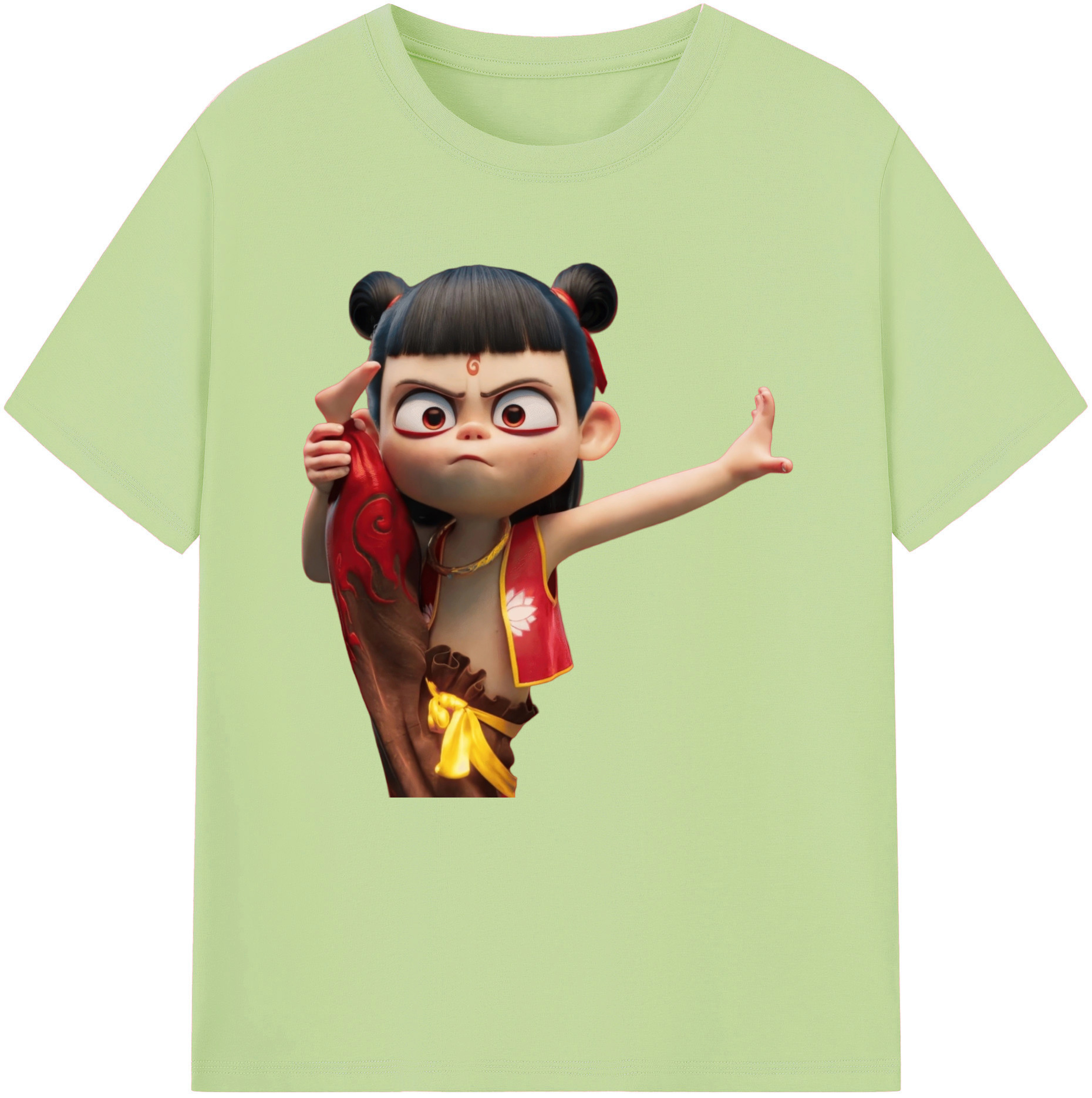 （画像用） Ne Zha 2 ナタ 魔童の大暴れ 綿100％半袖Tシャツ（フロントプリント）